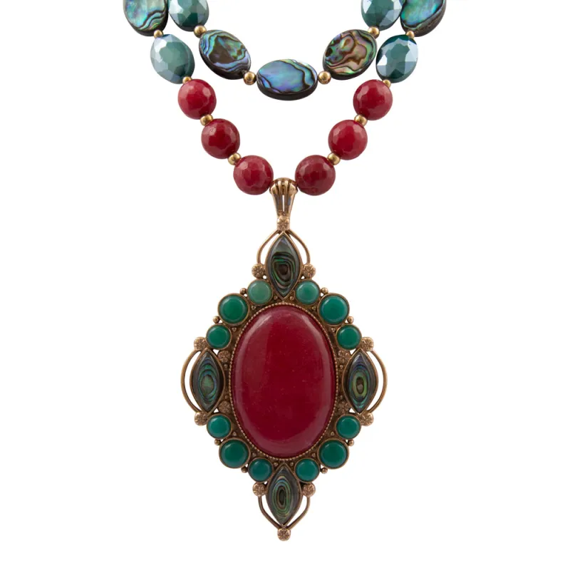 Regalia Red Onyx Golden Statement Necklace sold by Barse