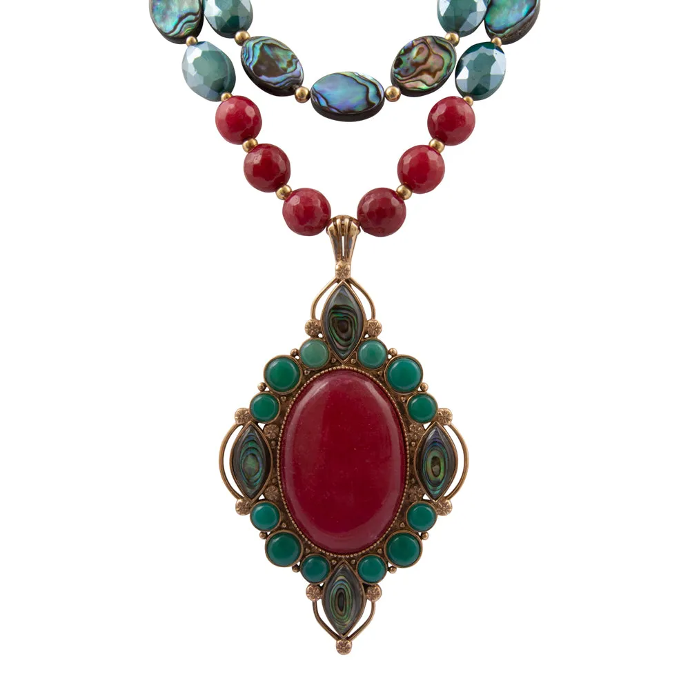Regalia Red Onyx Golden Statement Necklace sold by Barse