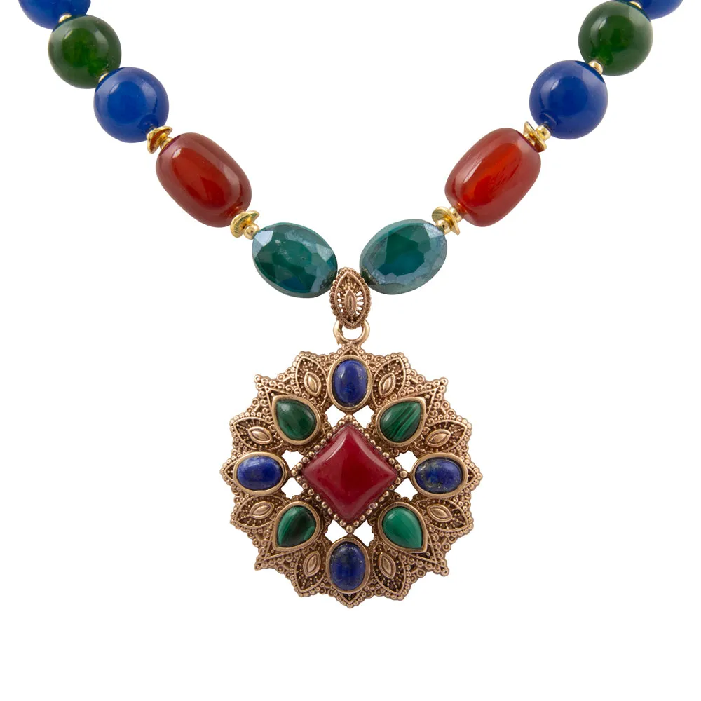 Luscious Jeweled Red Quartz Golden Pendant sold by Barse