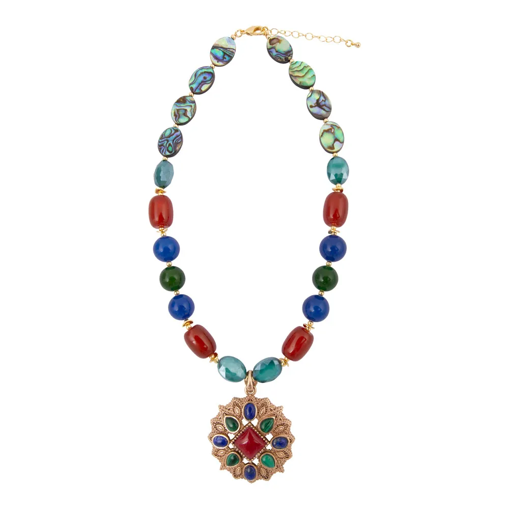 Luscious Jeweled Red Quartz Golden Pendant sold by Barse product image thumbnail 5