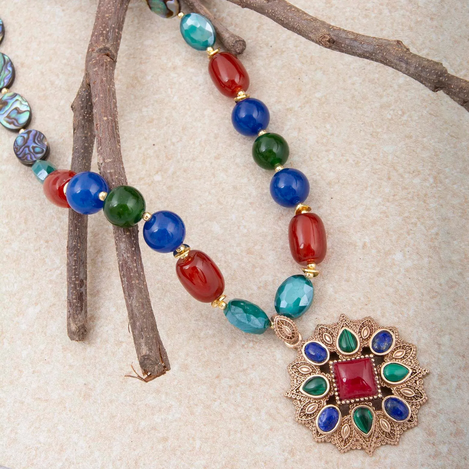 Luscious Jeweled Red Quartz Golden Pendant sold by Barse product image thumbnail 3