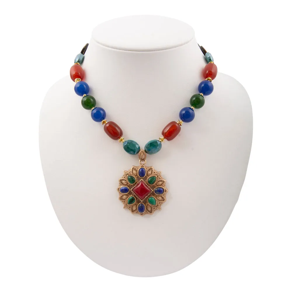 Luscious Jeweled Red Quartz Golden Pendant sold by Barse product image thumbnail 4