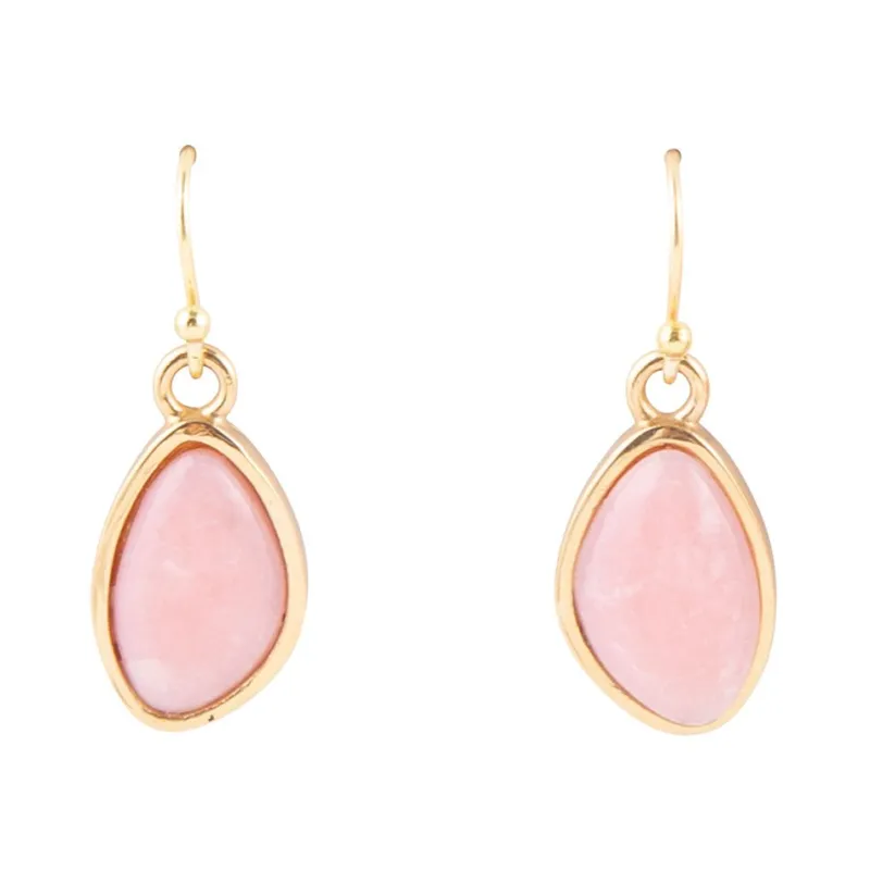 Pink Opal Golden Drop Earrings sold by Barse