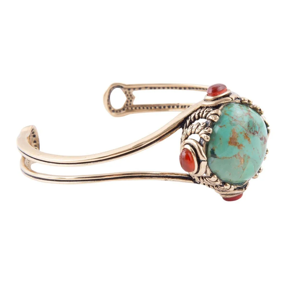 Wilder Turquoise Carnelian and Bronze Cuff Bracelet sold by Barse