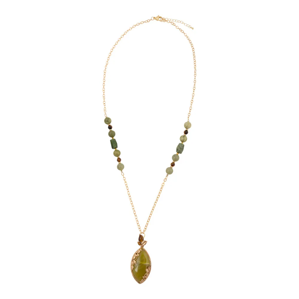 Golden Vines Green Jasper Long Pendant Necklace sold by Barse product image thumbnail 4
