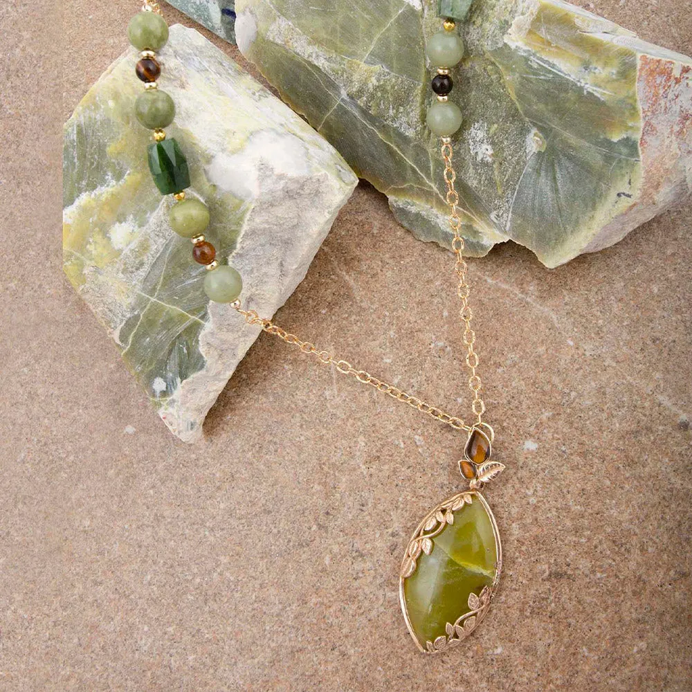 Golden Vines Green Jasper Long Pendant Necklace sold by Barse product image thumbnail 3