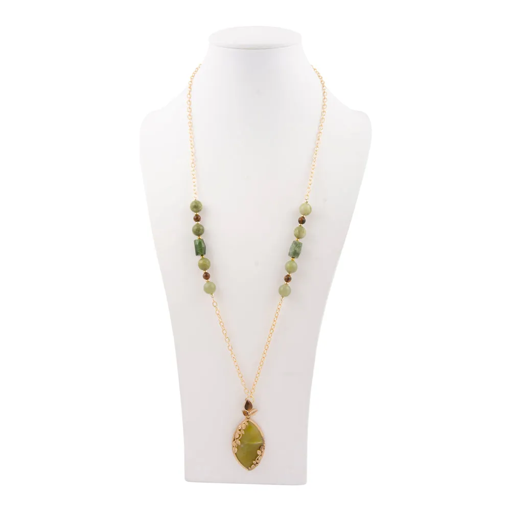 Golden Vines Green Jasper Long Pendant Necklace sold by Barse product image thumbnail 5