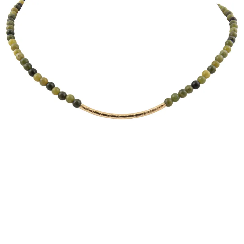 Little Bit Green Jade Golden Bar Necklace sold by Barse