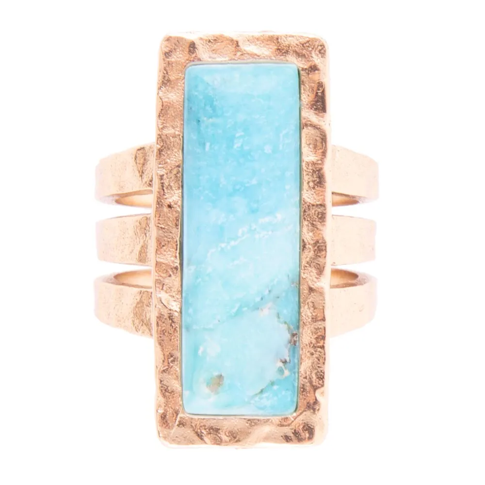 Aztec Blue Turquoise Golden Statement Ring sold by Barse product image thumbnail 3