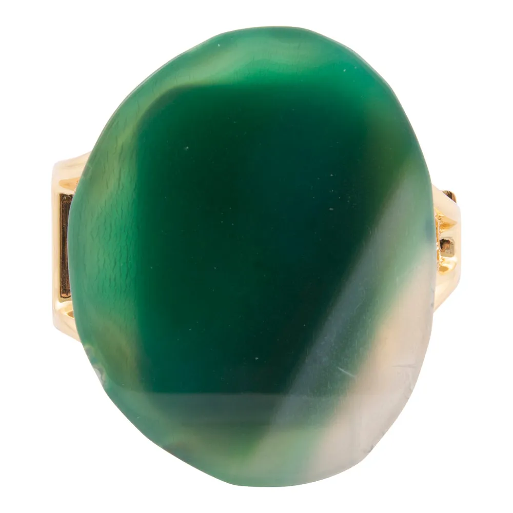 Vibrant Green Agate Golden Statement Cuff Bracelet sold by Barse product image thumbnail 4