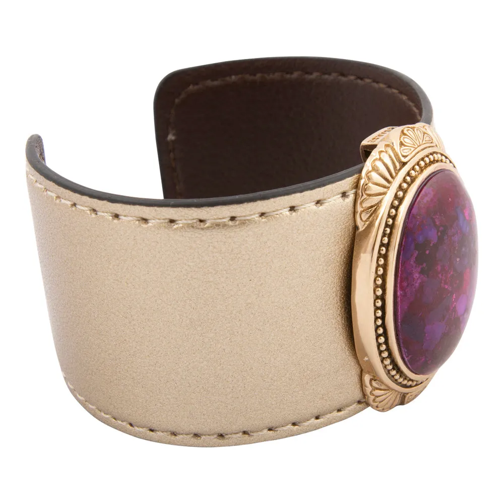 Purple Turquoise Golden Leather Cuff Bracelet sold by Barse product image thumbnail 4