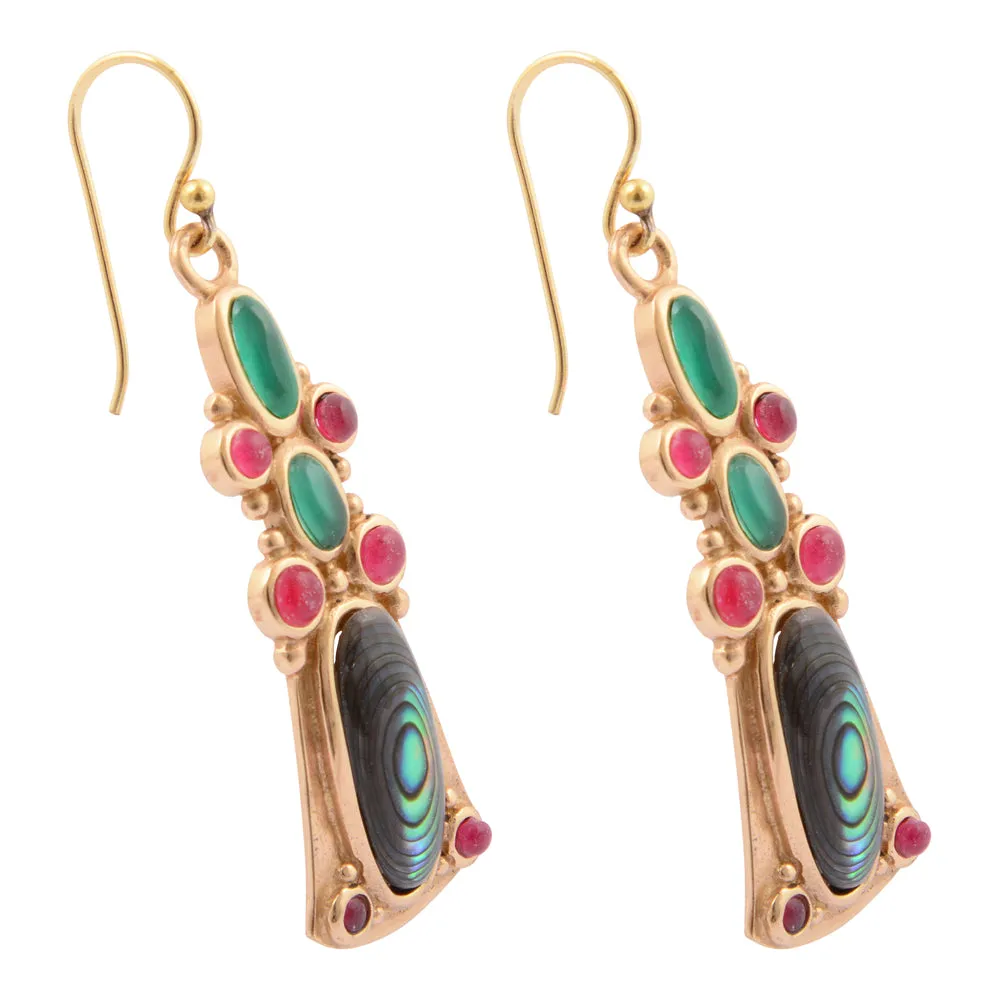 Abalone and Green Onyx Golden Statement Earrings sold by Barse product image thumbnail 4