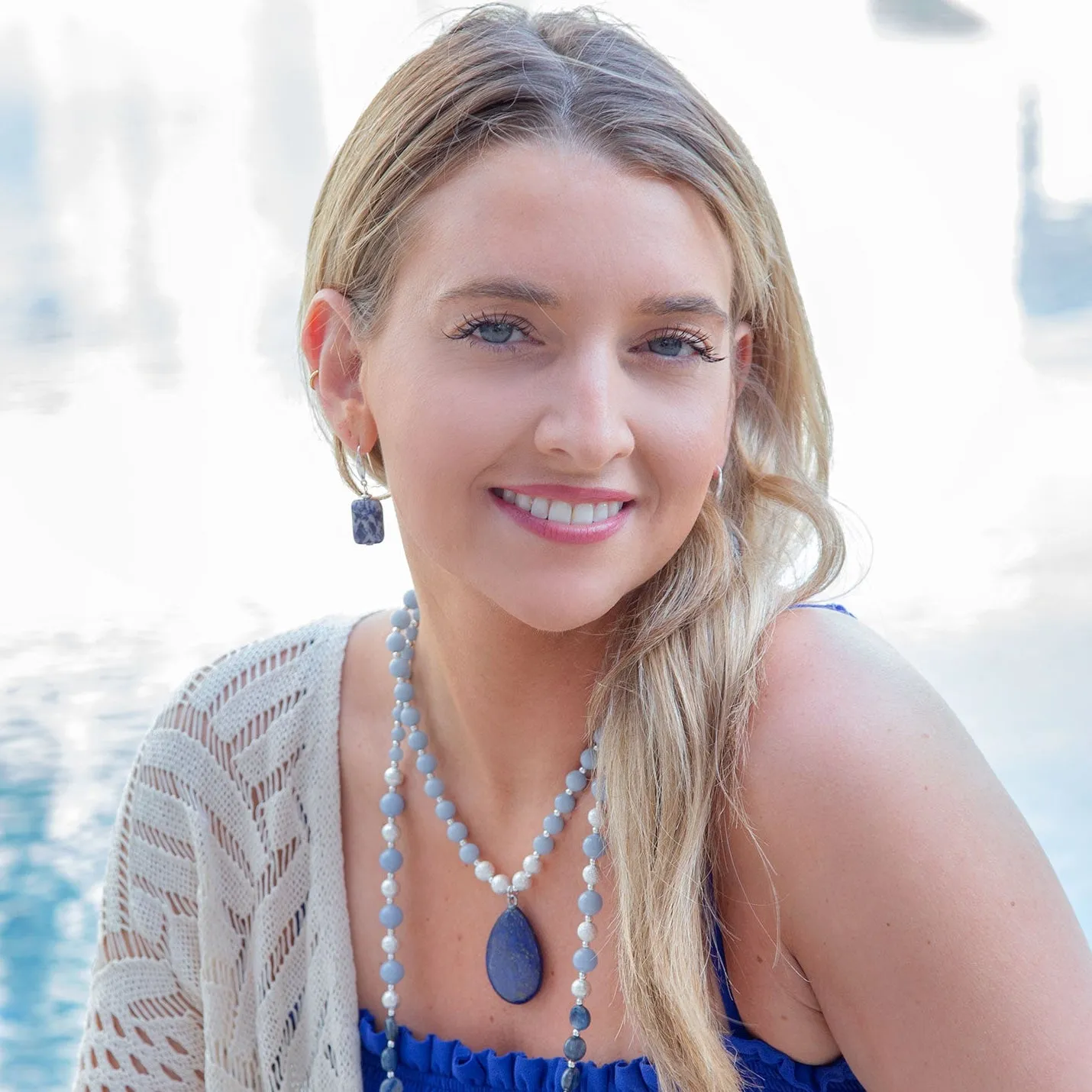 Denim Blue Quartz Silver Drop Earrings sold by Barse product image thumbnail 5