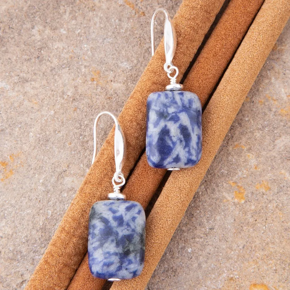 Denim Blue Quartz Silver Drop Earrings sold by Barse product image thumbnail 3