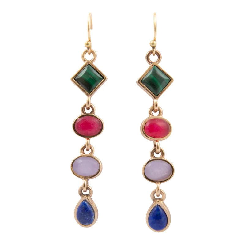 Luscious Jeweled Purple Quartz Golden Drop Earrings sold by Barse