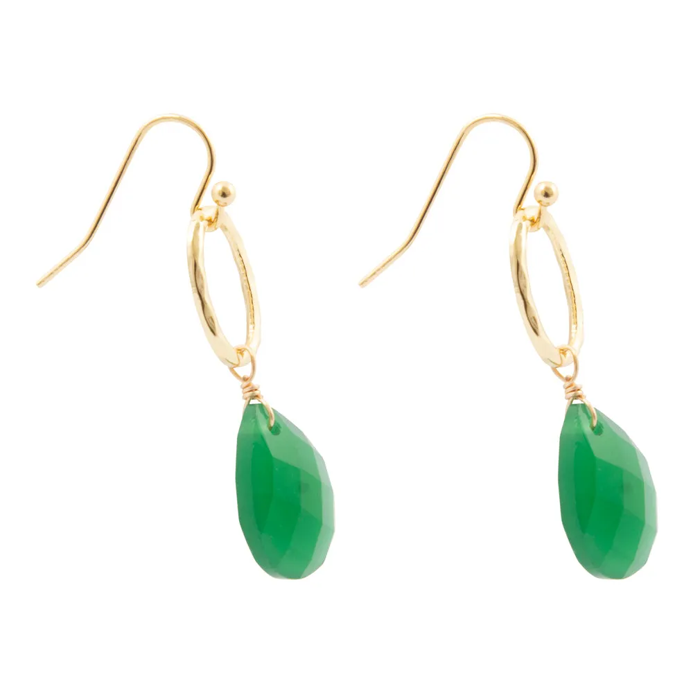 Vibrant Green Onyx Golden Drop Earrings sold by Barse product image thumbnail 4