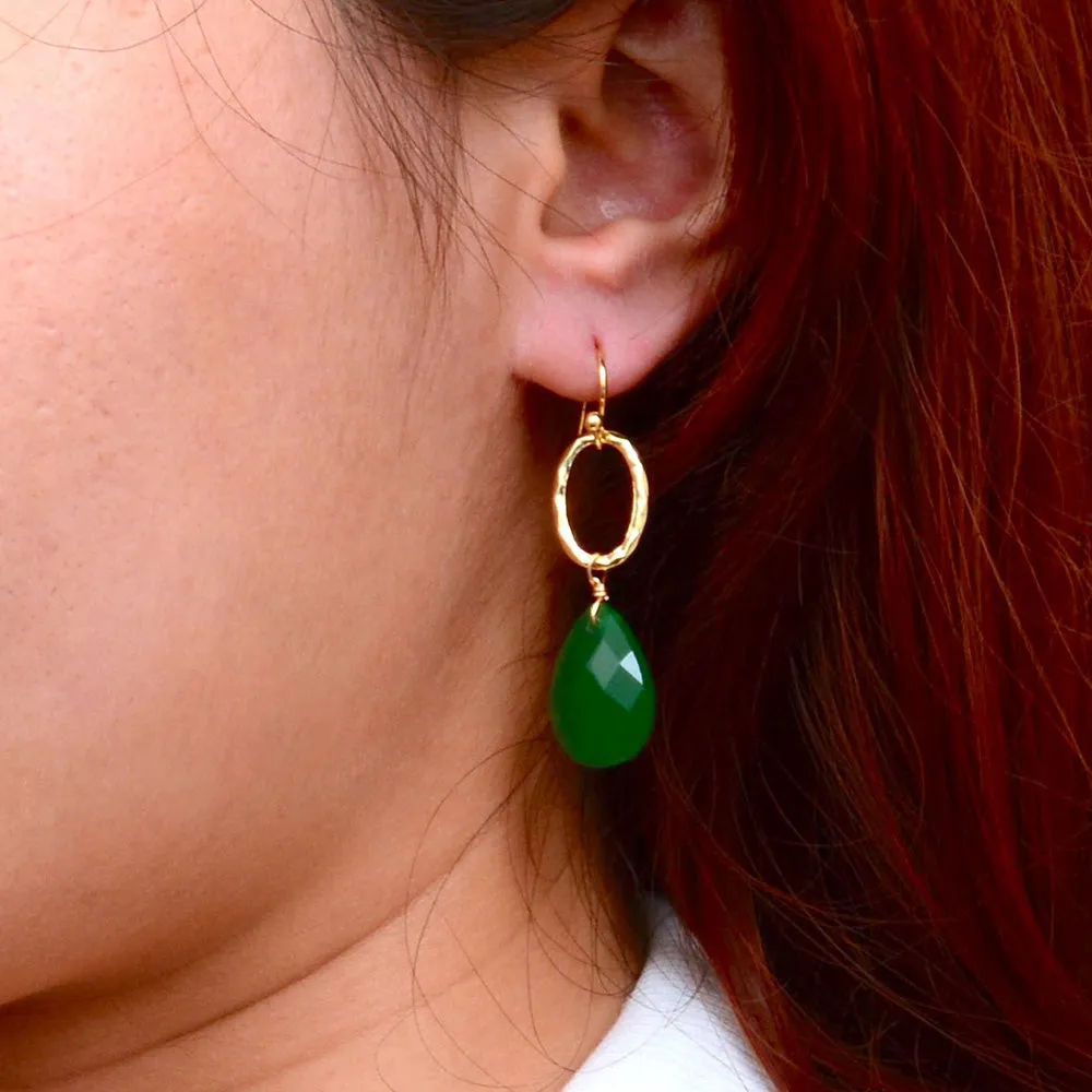 Vibrant Green Onyx Golden Drop Earrings sold by Barse product image thumbnail 2