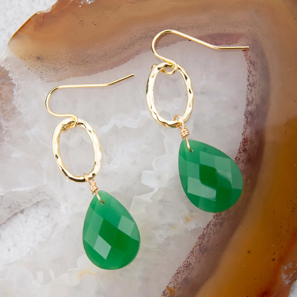 Vibrant Green Onyx Golden Drop Earrings sold by Barse product image thumbnail 3
