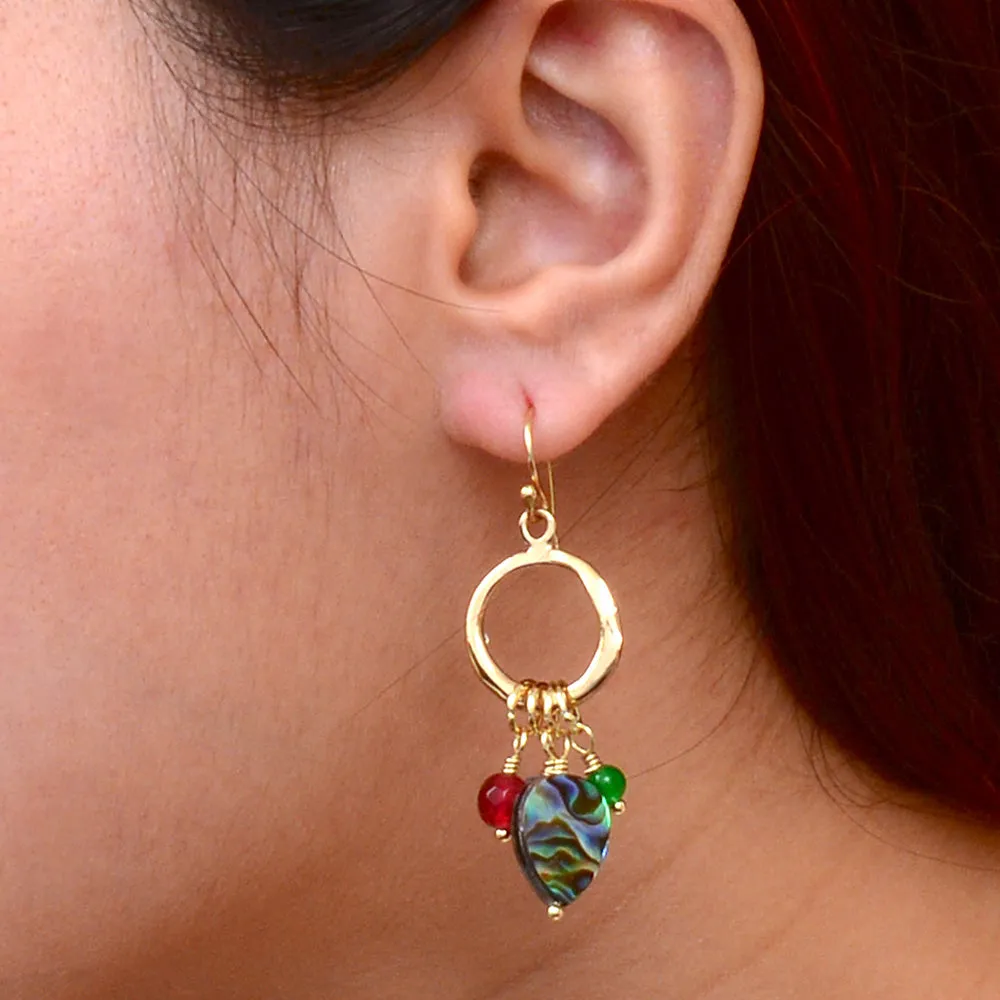 Abalone and Green Onyx Golden Chandelier Earrings sold by Barse product image thumbnail 2