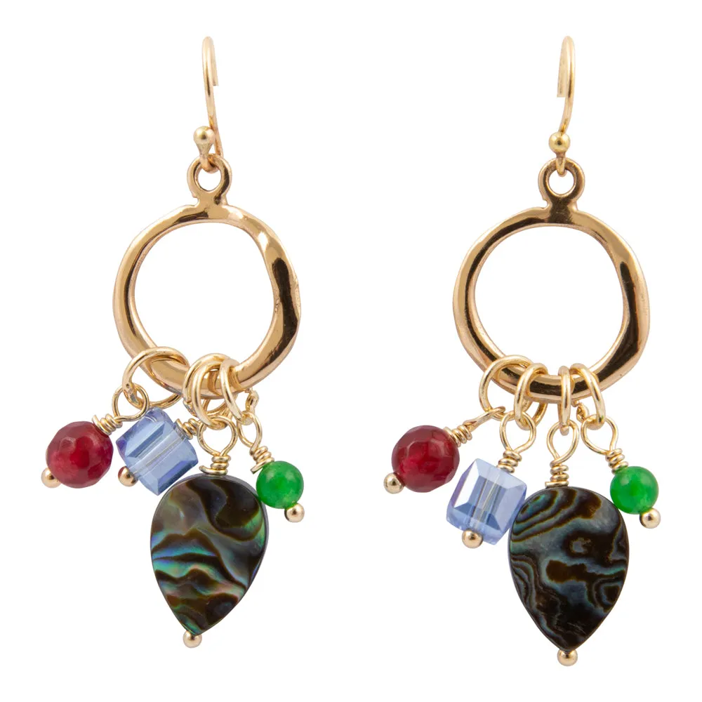 Abalone and Green Onyx Golden Chandelier Earrings sold by Barse
