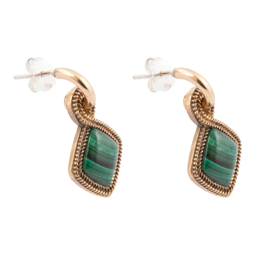 Green Malachite Charm Golden Hoop Earrings sold by Barse product image thumbnail 4