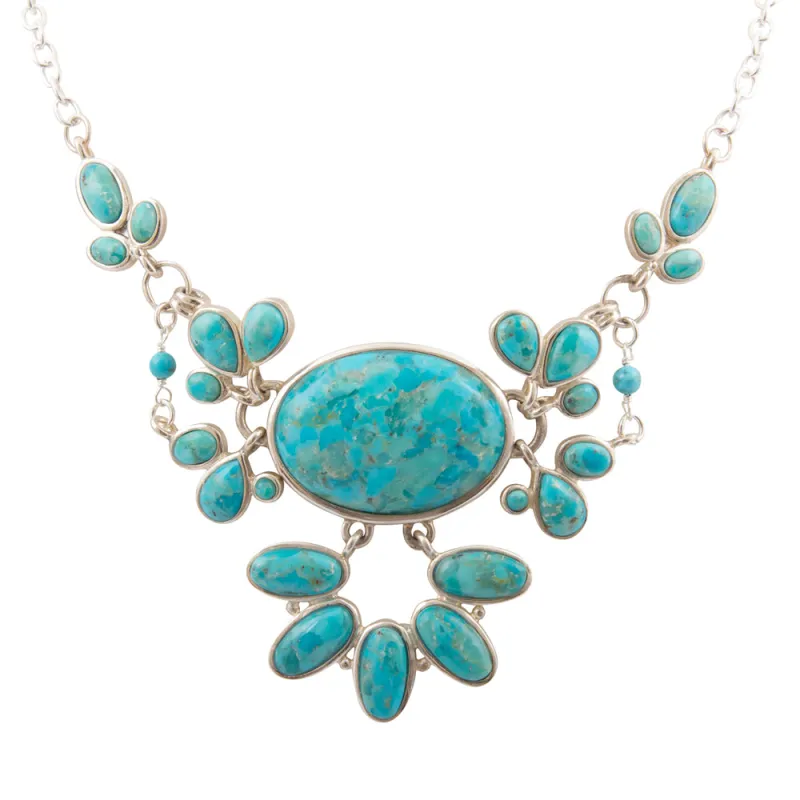 Genuine Blue Turquoise Sterling Silver Statement Necklace sold by Barse