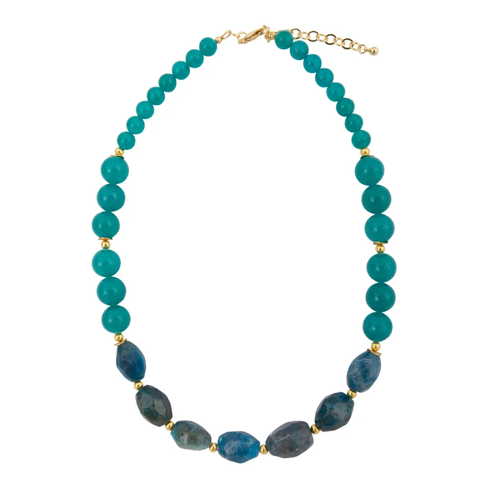 Teal Apatite and Jade Nugget Golden Necklace sold by Barse product image thumbnail 4