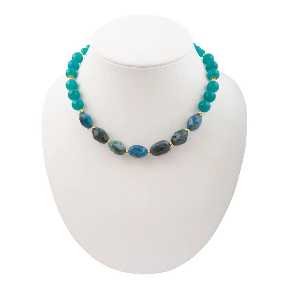 Teal Apatite and Jade Nugget Golden Necklace sold by Barse product image thumbnail 5