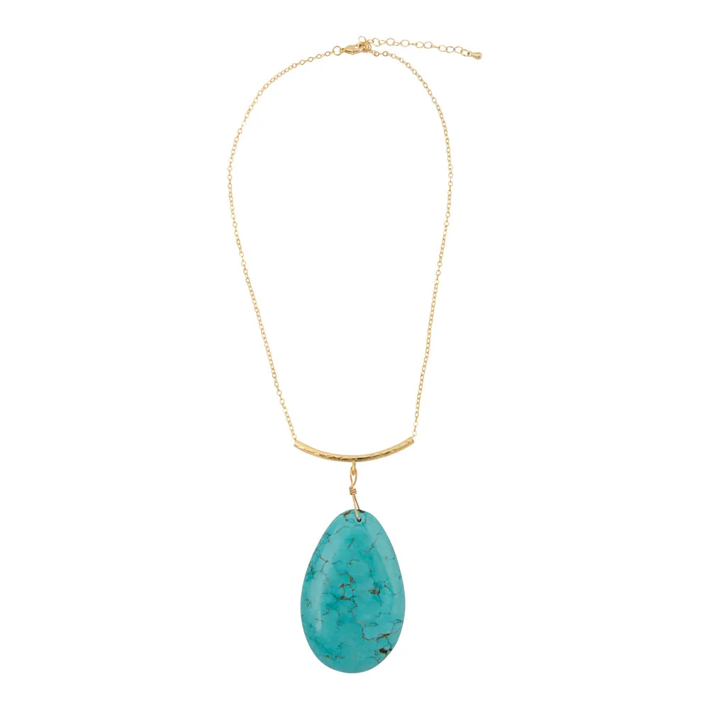 Blue Magnesite Pendant Golden Statement Necklace sold by Barse product image thumbnail 4