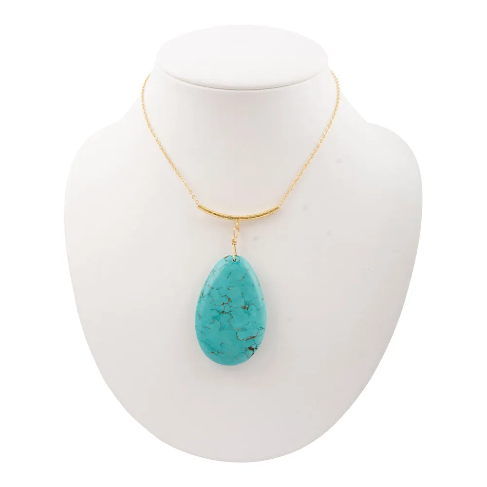 Blue Magnesite Pendant Golden Statement Necklace sold by Barse product image thumbnail 5