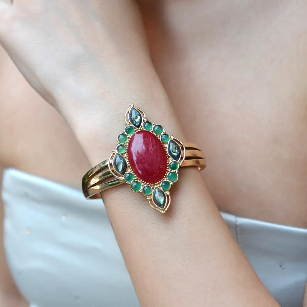 Regalia Red Onyx Golden Cuff Bracelet sold by Barse product image thumbnail 2