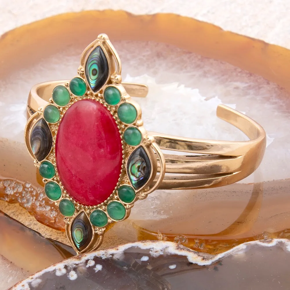 Regalia Red Onyx Golden Cuff Bracelet sold by Barse product image thumbnail 3