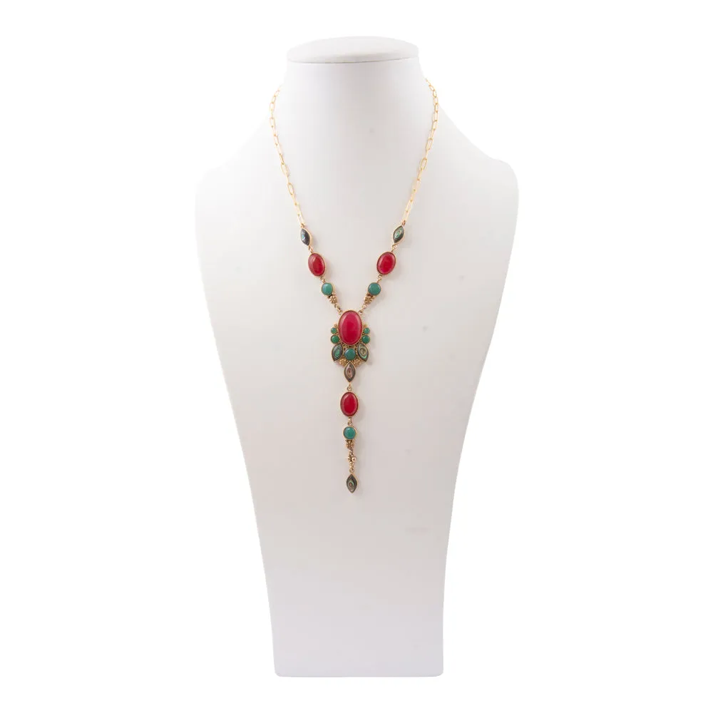 Regalia Red Onyx Golden Y Necklace sold by Barse product image thumbnail 5