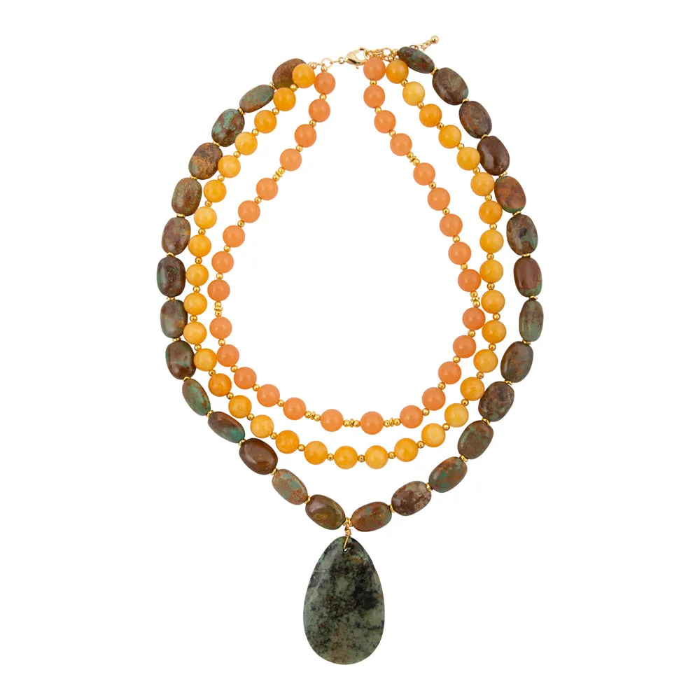 Green Chrysocolla Pendant Golden Necklace sold by Barse product image thumbnail 4