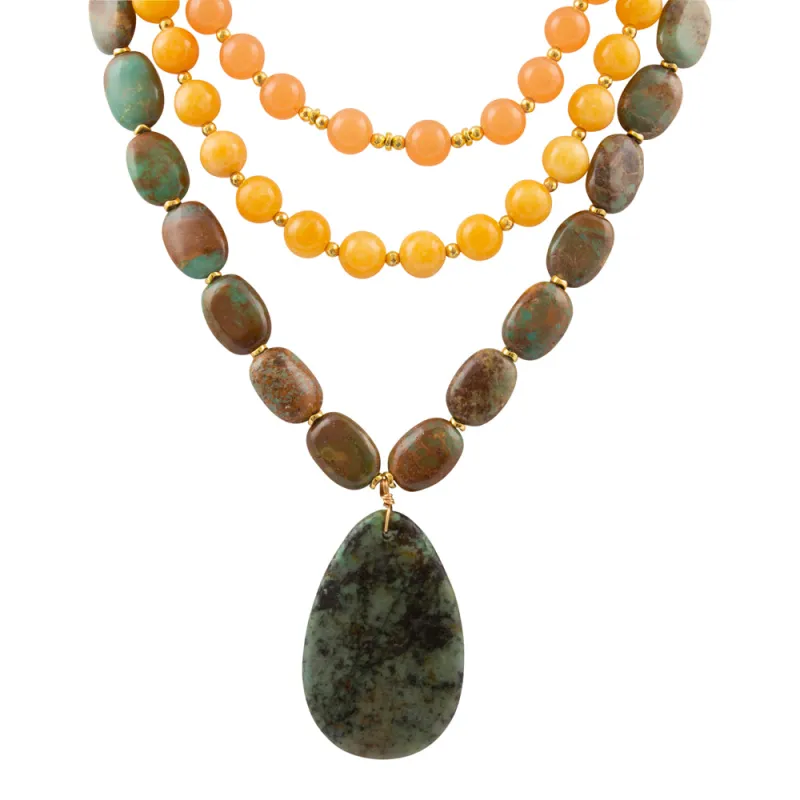 Green Chrysocolla Pendant Golden Necklace sold by Barse