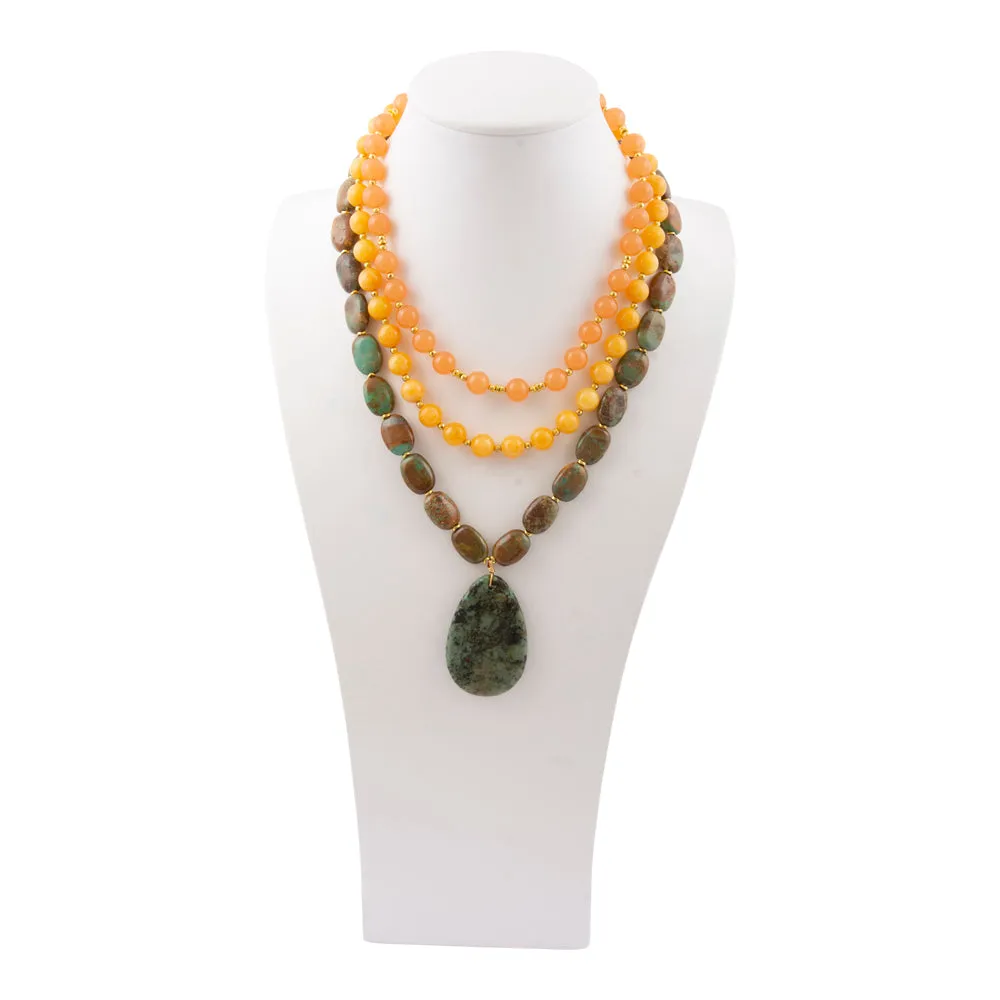 Green Chrysocolla Pendant Golden Necklace sold by Barse product image thumbnail 5