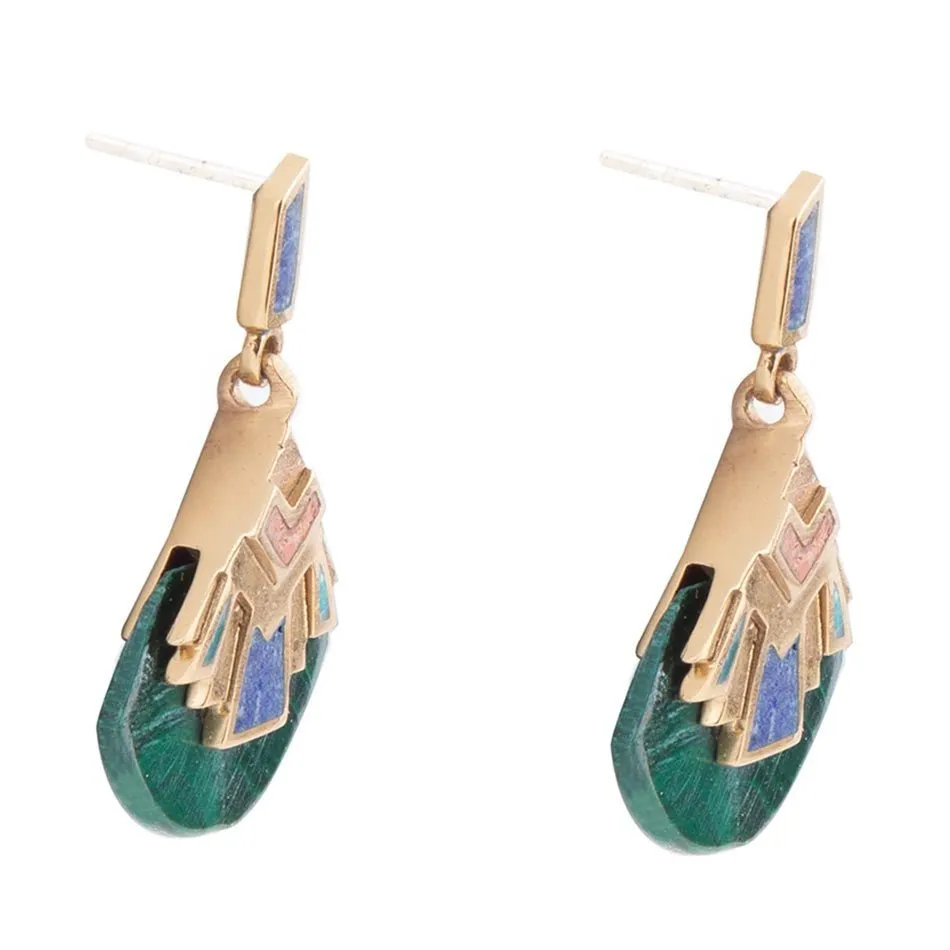 Art Deco Multi Colored Golden Earrings sold by Barse product image thumbnail 4