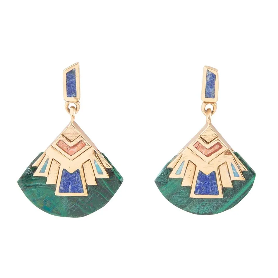 Art Deco Multi Colored Golden Earrings sold by Barse