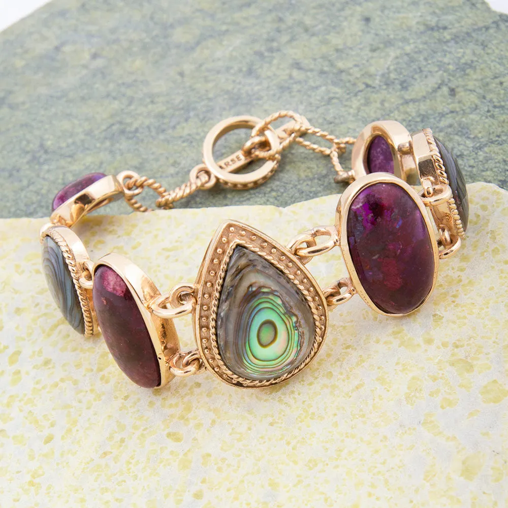 Purple Turquoise and Abalone Golden Statement Bracelet sold by Barse product image thumbnail 3