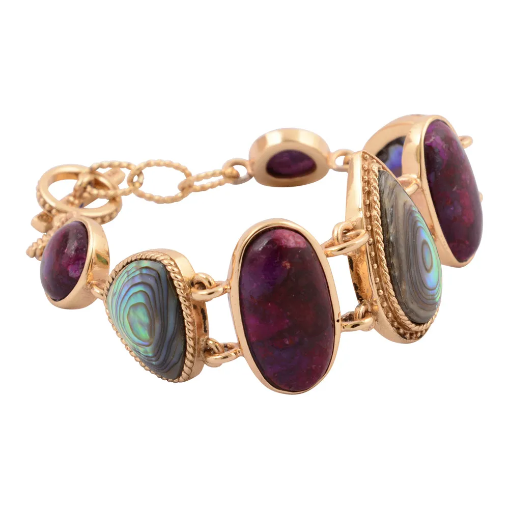 Purple Turquoise and Abalone Golden Statement Bracelet sold by Barse product image thumbnail 4