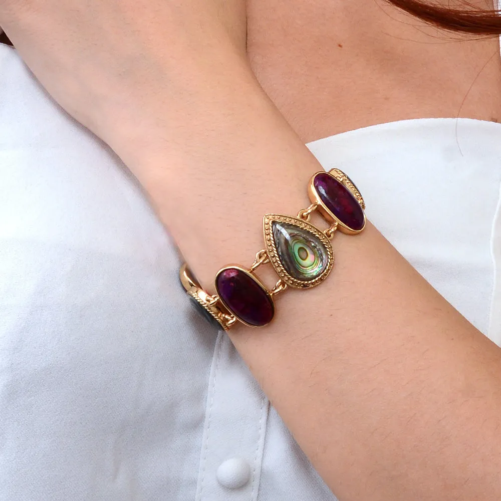 Purple Turquoise and Abalone Golden Statement Bracelet sold by Barse product image thumbnail 2