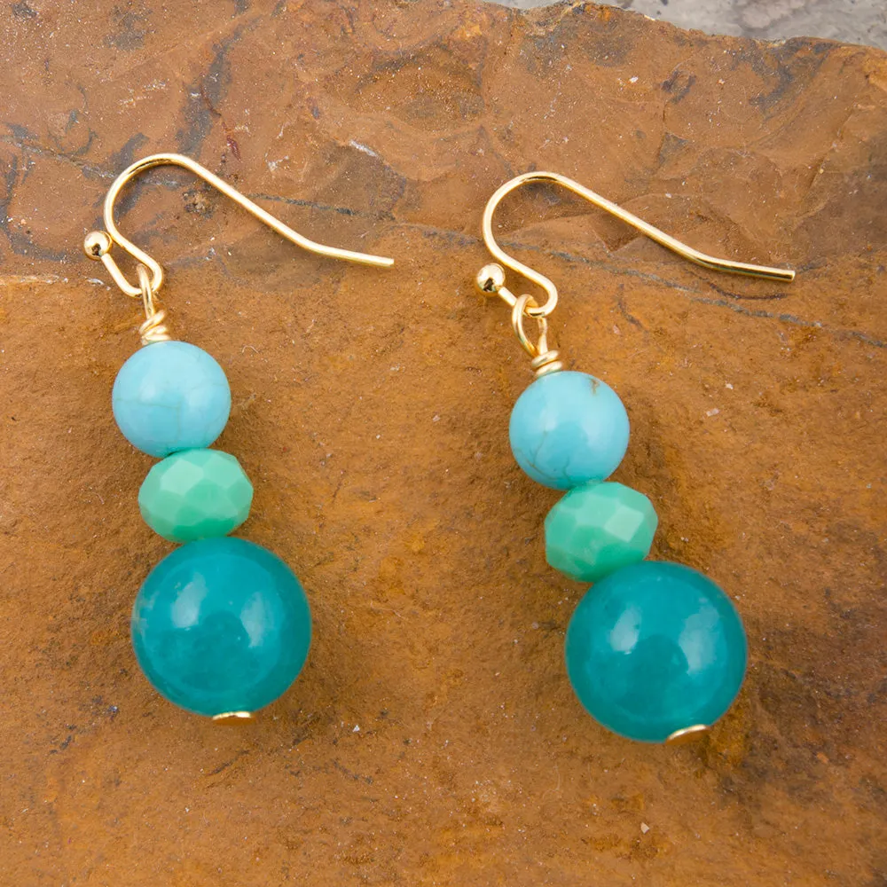 Teal Jade Golden Drop Earrings sold by Barse product image thumbnail 3