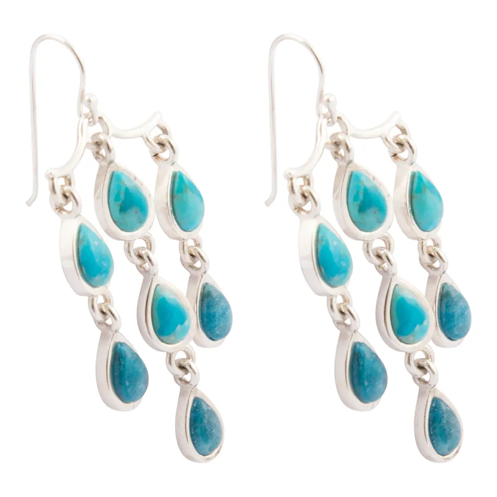 Ombre Blue Turquoise and Teal Apatite Drop Sterling Silver Earrings sold by Barse product image thumbnail 4