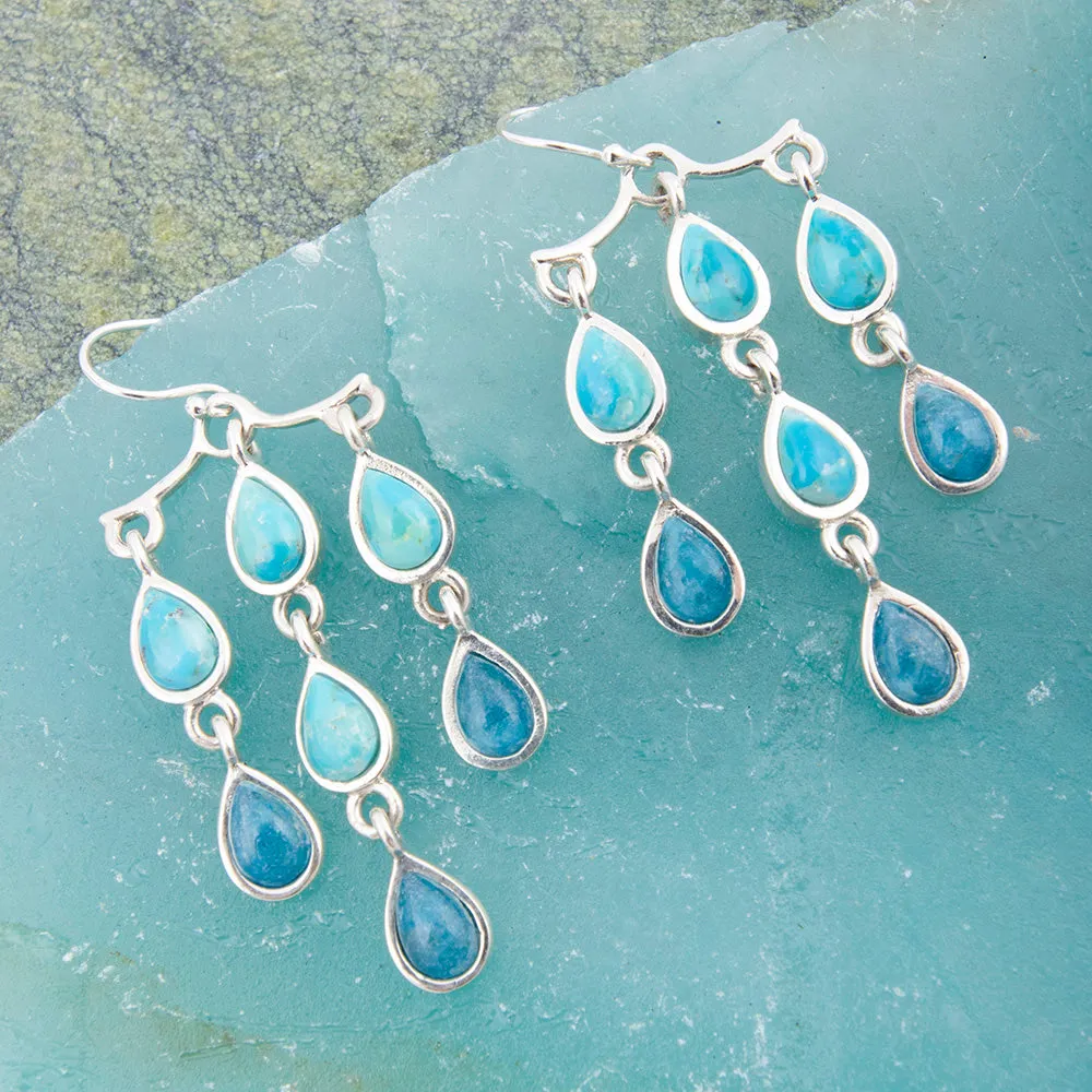Ombre Blue Turquoise and Teal Apatite Drop Sterling Silver Earrings sold by Barse product image thumbnail 3