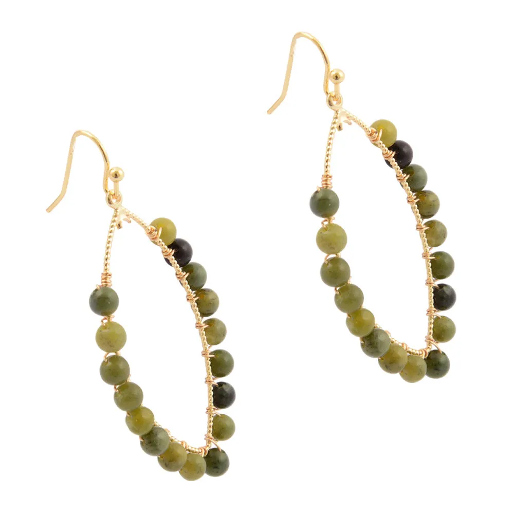 Green Jasper Teardrop Golden Hoop Earrings sold by Barse product image thumbnail 4