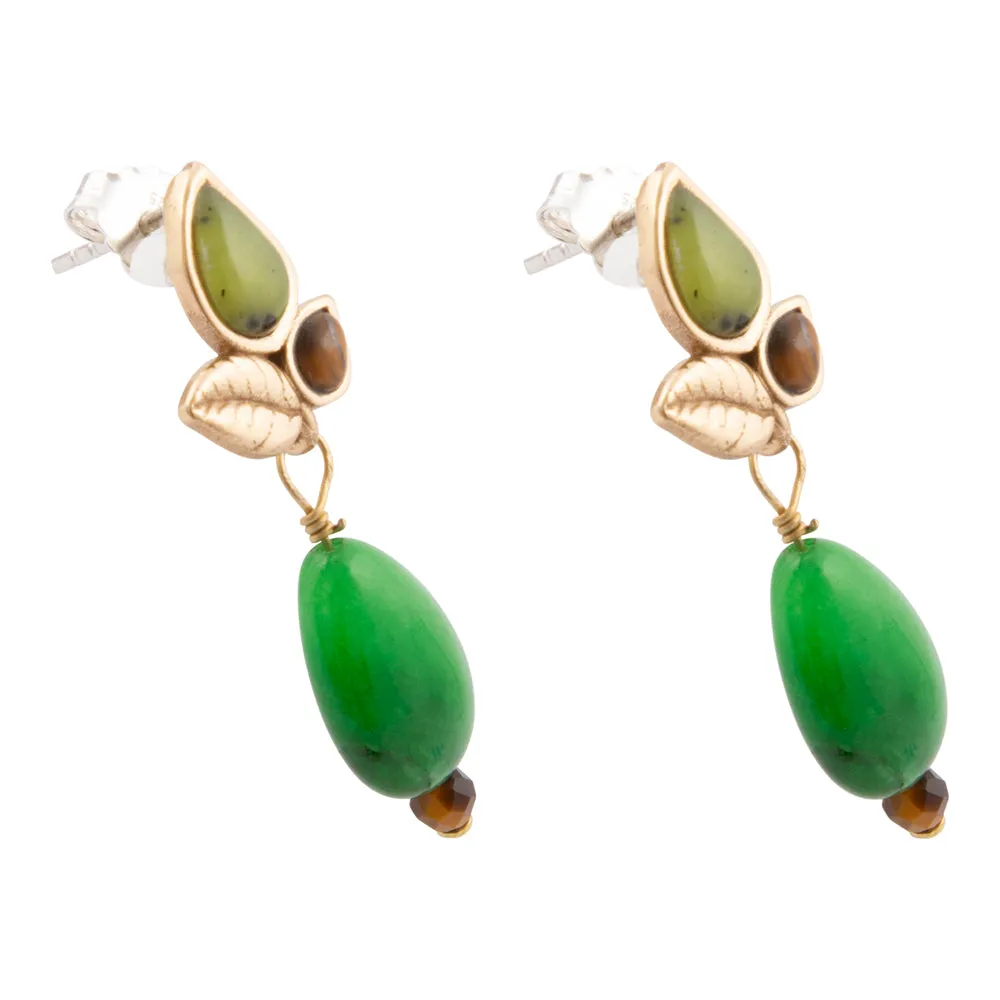 Green Jasper Golden Leaves Post Earrings sold by Barse product image thumbnail 4
