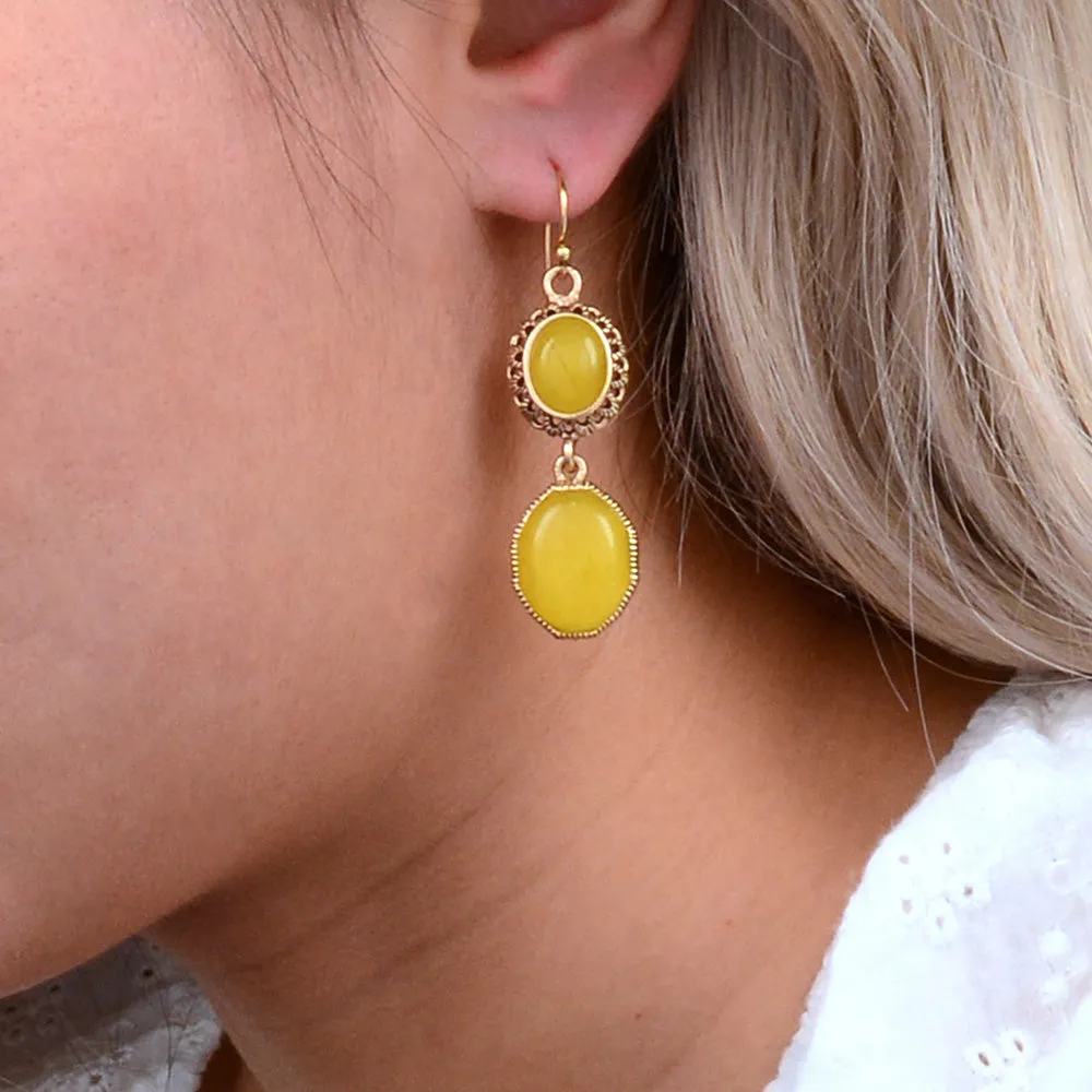 Sunny Yellow Quartz Golden Drop Earrings sold by Barse product image thumbnail 2