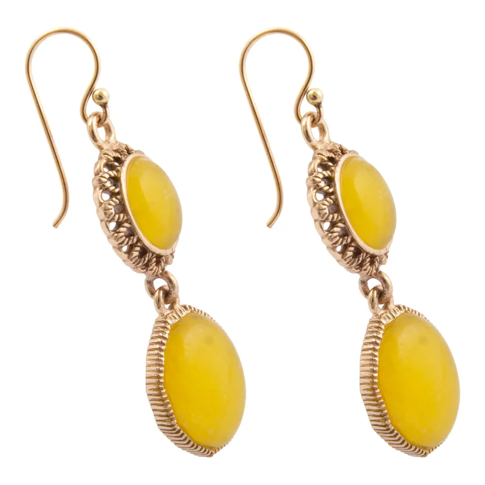 Sunny Yellow Quartz Golden Drop Earrings sold by Barse product image thumbnail 4