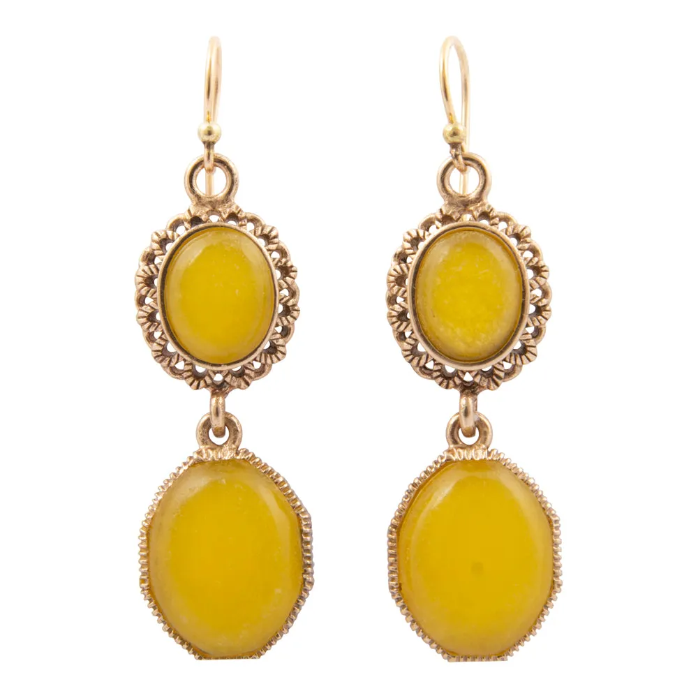 Sunny Yellow Quartz Golden Drop Earrings sold by Barse