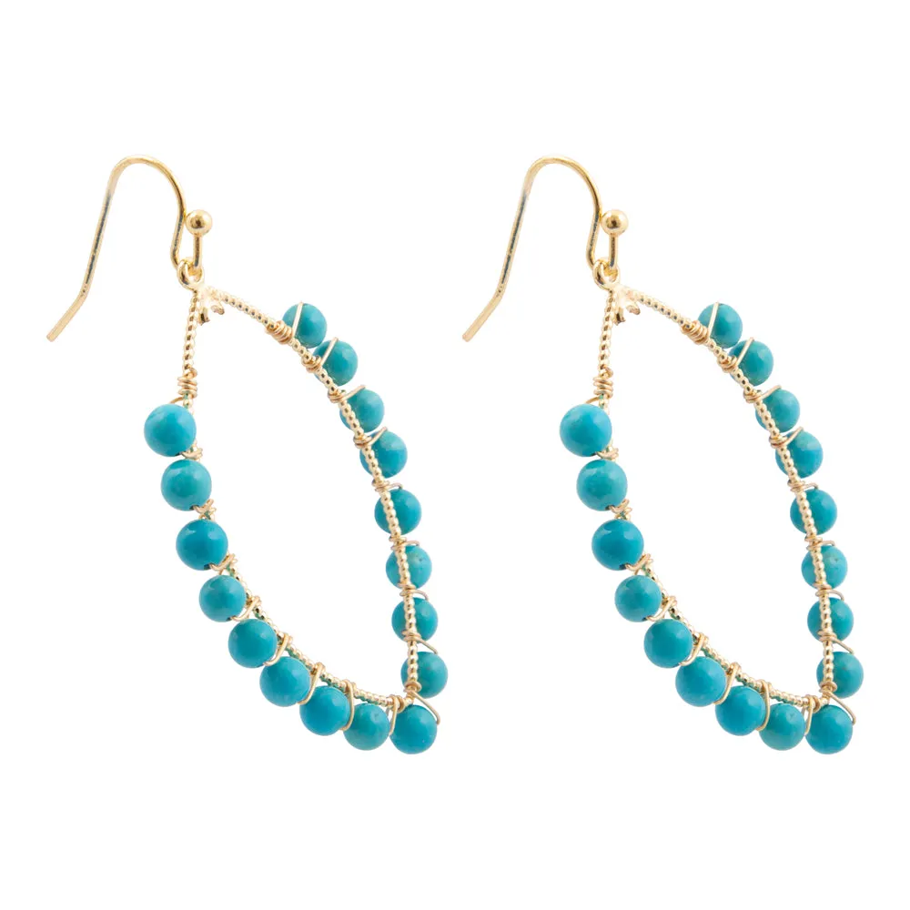 Blue Turquoise Teardrop Golden Loop Earrings sold by Barse product image thumbnail 4